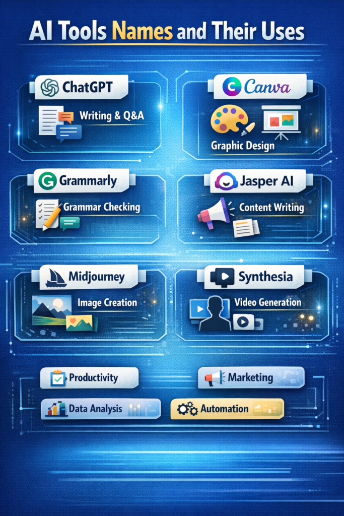 AI Tools Names and Their Uses – Top Tools and Practical
